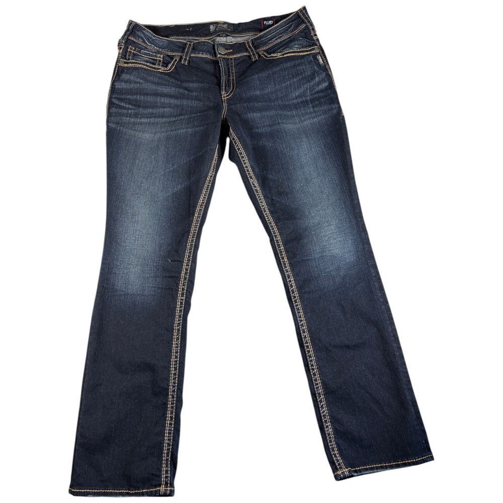 Silver Jeans Suki Mid Straight Women 18 Western 35x32 Dark Blue Midrise Workwear